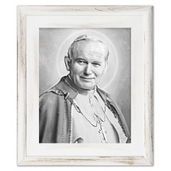  Obraz Jana Pawła II papieża 27x32 cm obraz olejny na płótnie czarno-biały