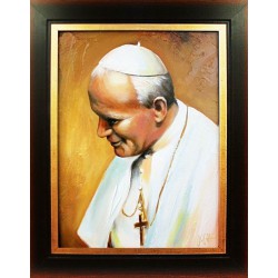  Obraz Jana Pawła II papieża 27x32 cm obraz olejny na płótnie w ramie