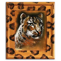  Obraz olejny ręcznie malowany 27x32cm Tygrys