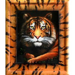  Obraz olejny ręcznie malowany 27x32cm Tygrys