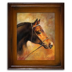  Obraz olejny ręcznie malowany 27x32cm koń