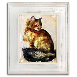  Obraz olejny ręcznie malowany 27x32cm puszysty Kot