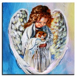  Obraz z Aniołem do pokoju dziecka obraz olejny na płótnie 30x30 cm