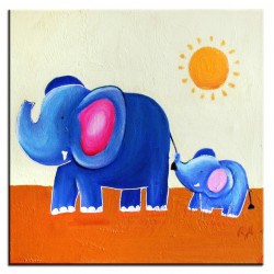  Obraz ręcznie malowany na płótnie 30x30cm kolorowe słonie