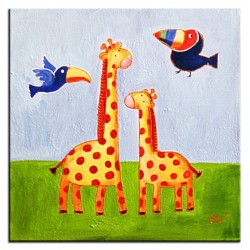  Obraz ręcznie malowany na płótnie 30x30cm żyrafy