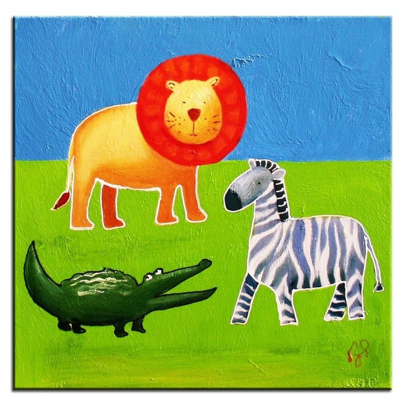  Obraz ręcznie malowany na płótnie 30x30cm kolorowe zwierzątka