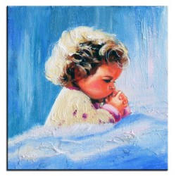  Obraz ręcznie malowany na płótnie 30x30cm dziecko w modlitwie