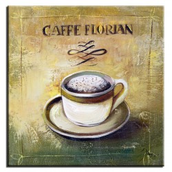  Obraz olejny ręcznie malowany na płótnie 30x30cm filiżanka kawy