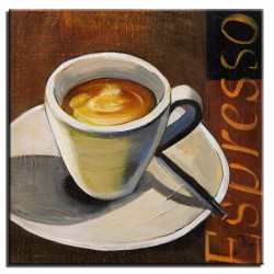  Obraz olejny ręcznie malowany na płótnie 30x30cm filiżanka espresso