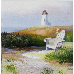  Obraz olejny ręcznie malowany Piknik nad morzem 30x30cm