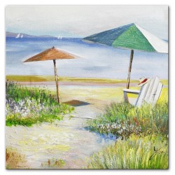  Obraz olejny ręcznie malowany plaża 30x30cm