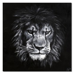  Obraz olejny ręcznie malowany 90z90cm Szary lew