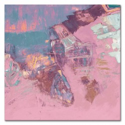  Obraz olejny ręcznie malowany 90x90cm Różowa mgła