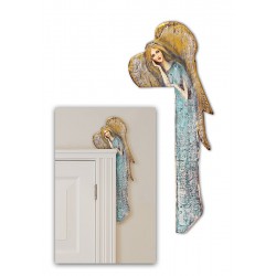  Anioł do powieszenia nad drzwi malowany drewniany 70x22cm przytulony morski