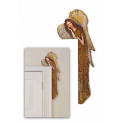  Anioł do powieszenia nad drzwi malowany drewniany 70x22cm brązowy