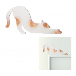  Kot do powieszenia nad drzwi biały w łaty 60x30cm Obraz olejny ręcznie malowany