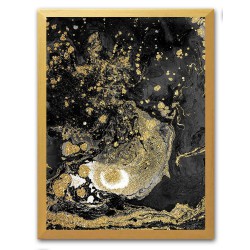  Obraz na płótnie w złotej ramie 33x43cm złote krople