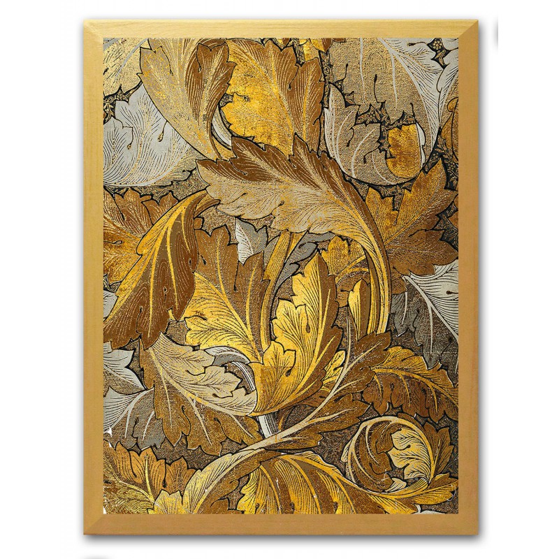  Obraz na płótnie w złotej ramie 33x43cm złote liście