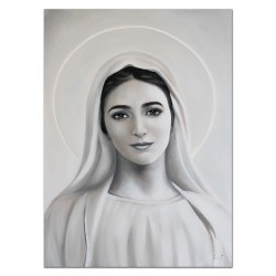  Obraz Matki Boskiej 50x70 cm obraz olejny na płótnie czarno-biały