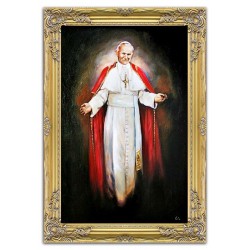  Obraz Jana Pawła II papieża 75x105 cm obraz olejny na płótnie w złotej ramie
