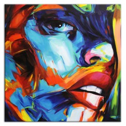  Obraz olejny ręcznie malowany 90x90cm Niebieskie emocje