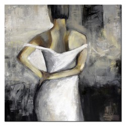  Obraz olejny ręcznie malowany 90x90cm Postać w białej sukni