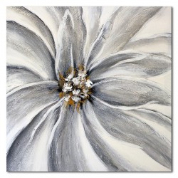 Obraz olejny ręcznie malowany 90x90cm Biały kwiat w zbliżeniu