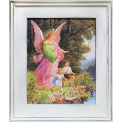  Obraz z Aniołem Stróżem 27x32 cm obraz olejny na płótnie w ramie pamiątka komunijna