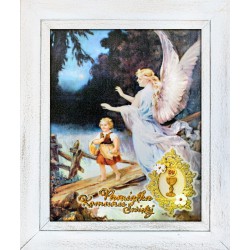  Obraz z Aniołem Stróżem 27x32 cm obraz olejny na płótnie w ramie