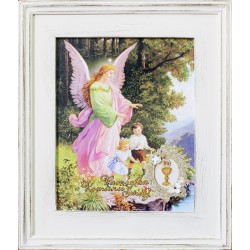  Obraz z Aniołem Stróżem 27x32 cm obraz olejny na płótnie w białej ramie