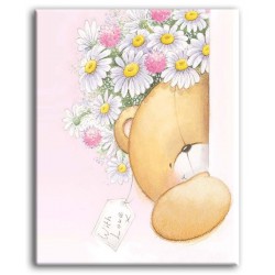  Obraz dla dziecka miś z kwiatami