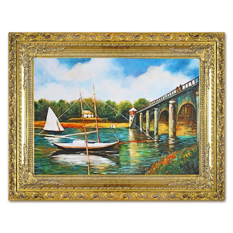  Obraz olejny ręcznie malowany Claude Monet Most w Argenteuil kopia 70x90cm