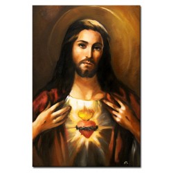  Obraz olejny ręcznie malowany z Jezusem Chrystusem Miłosiernego Serca 60x90 cm
