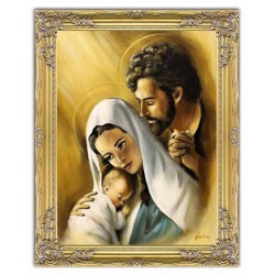  Obraz Świętej Rodziny na ślub 64x84 cm malowany na płótnie olejny w złotej ramie