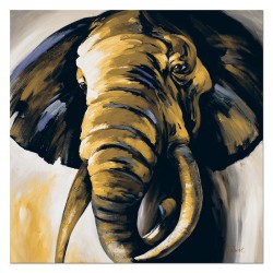  Obraz olejny ręcznie malowany 90x90cm Ekspresjonistyczny słoń beż