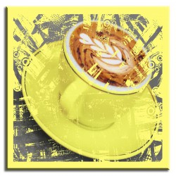  Obraz na płótnie 30x30cm żółta filiżanka kawy na dzień dobry