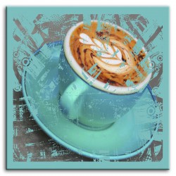  Obraz na płótnie 30x30cm niebieska filiżanka kawy na dzień dobry