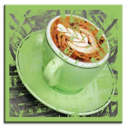  Obraz na płótnie 30x30cm zielona filiżanka kawy na dzień dobry