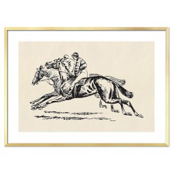 Obraz na płótnie 31x41cm jeździec na koniu