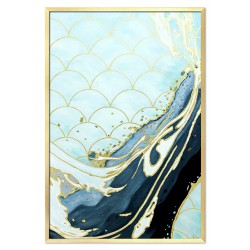  Obraz ręcznie malowany na płótnie 63x93cm PREMIUM z elementami złota fale na morzu