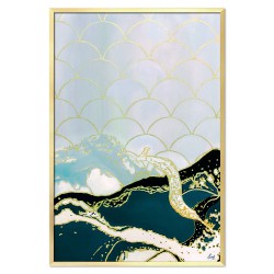  Obraz ręcznie malowany na płótnie 63x93cm PREMIUM z elementami złota morskie fale