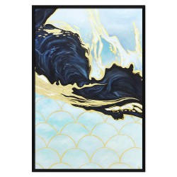  Obraz ręcznie malowany na płótnie 63x93cm PREMIUM z elementami złota wzburzone morze