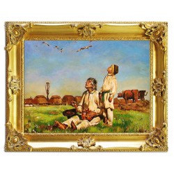  Obraz olejny ręcznie malowany na płótnie 95x75cm Józef Chełmoński Bociany kopia
