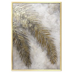 Obraz ręcznie malowany na płótnie 53x73cm PREMIUM z elementami płatków złota tropikalne liście