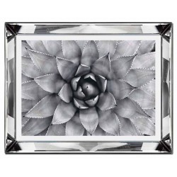  Obraz w lustrzanej ramie do salonu glamour srebrny kwiat 41x51cm