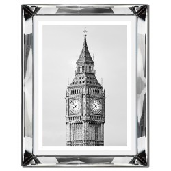  Obraz w lustrzanej ramie do salonu glamour zegar na wieży 41x51cm