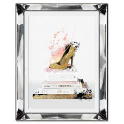  Obraz w lustrzanej ramie do salonu glamour złoty pantofelek 41x51cm