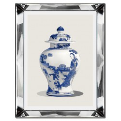  Obraz w lustrzanej ramie do salonu w stylu Hampton chiński wazon 41x51cm