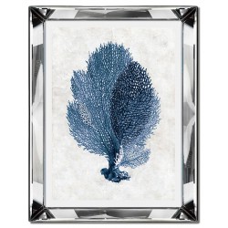  Obraz w lustrzanej ramie do salonu w stylu Hampton niebieski koralowiec 41x51cm