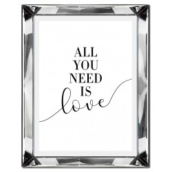  Obraz w lustrzanej ramie napis 41x51cm Wszystko czego potrzebujesz to miłość